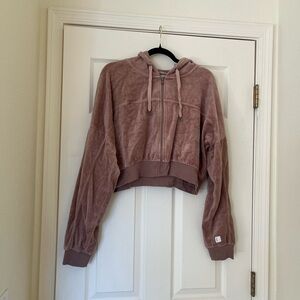 Rsq velvet hoodie cropped